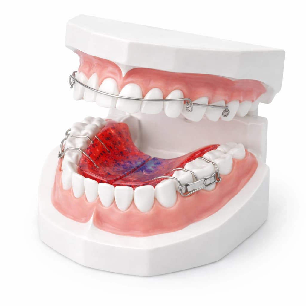Знімна ортодонтична пластинка на моделі щелепи
